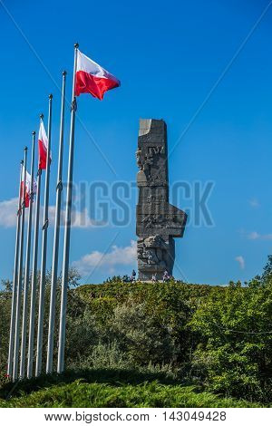 Westerplatte. Monument commemorating first battle of Second World War and Polish Defense War
