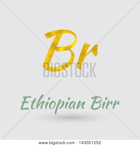 Symbol of the Ethiopia Currency with Golden Texture.Vector EPS 10