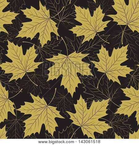 Fall leaf seamless pattern. Autumn foliage. Repeating golden color design. Vector illustration EPS10