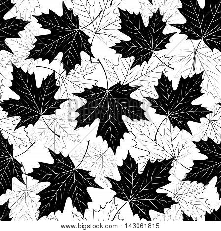 Fall leaf seamless pattern. Autumn foliage. Repeating golden color design. Vector illustration EPS10
