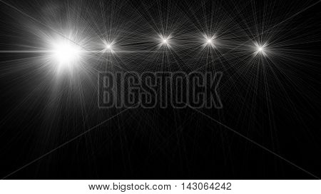 Digital lens flare in black background horizontal frame warm and abstract background
