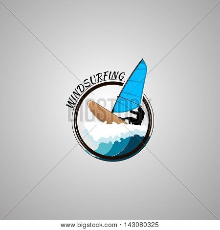 windsurfing logo Isolated on white background. vector illustration