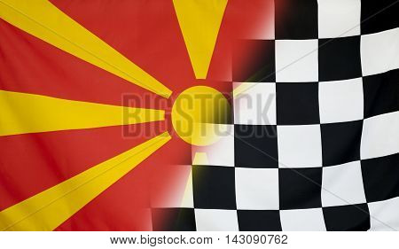 Winning concept consisting of the Macedonia and checkered goal flag merging each other