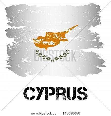 Flag of Cyprus from brush strokes in grunge style isolated on white background. Country on borders of Europe and Asia. Vector illustration