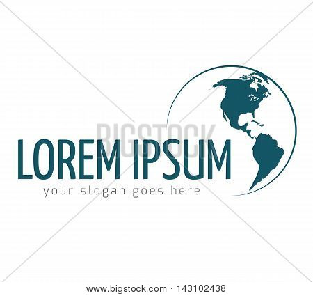Logo template with Earth globe. World planet business design. Vector illustration