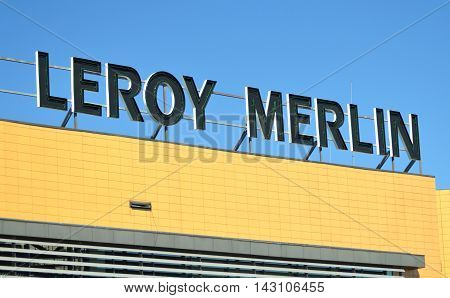 CIRCA AUGUST 2016 - GDANSK:  logo of Leroy Merlin. Leroy Merlin is a French home-improvement and gardening retailer. It was founded in 1923 by Adolphe Leroy and Rose Merlin.
