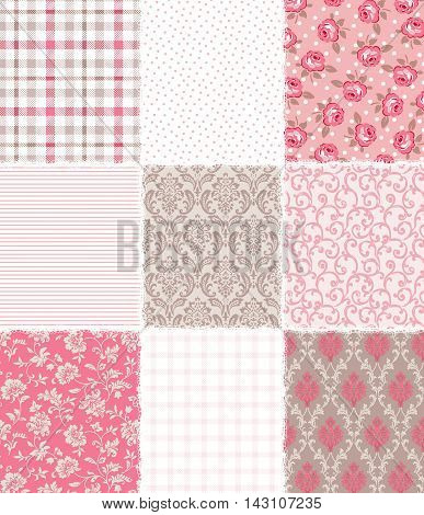 Borders pink floors and floral damask pattern