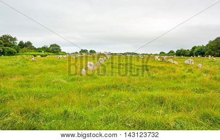 scenery around the Carnac stones a megalithic site in Brittany France