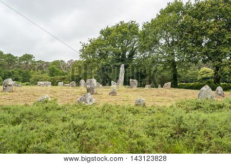 scenery around the Carnac stones a megalithic site in Brittany France