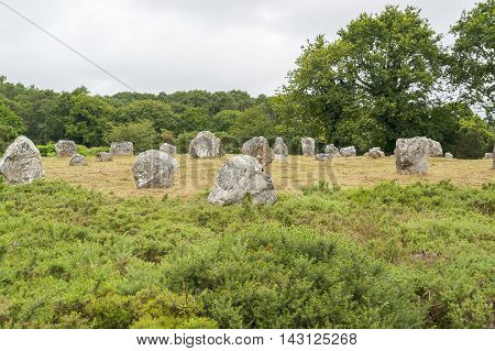 scenery around the Carnac stones a megalithic site in Brittany France