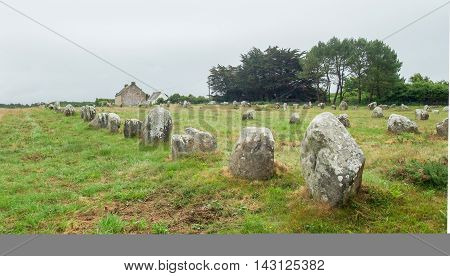 scenery around the Carnac stones a megalithic site in Brittany France