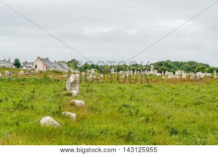 scenery around the Carnac stones a megalithic site in Brittany France