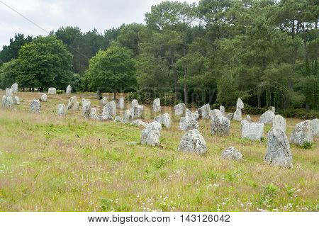 scenery around the Carnac stones a megalithic site in Brittany France