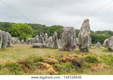 scenery around the Carnac stones a megalithic site in Brittany France