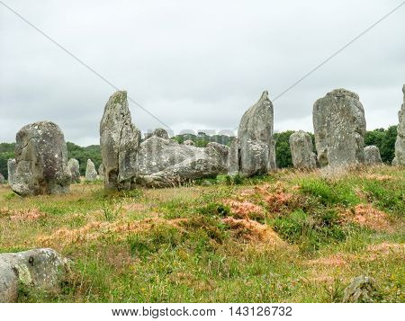 scenery around the Carnac stones a megalithic site in Brittany France