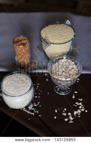 cereal grain glass saddle organic vegetarian oat healthy background diet table breakfast natural wooden health