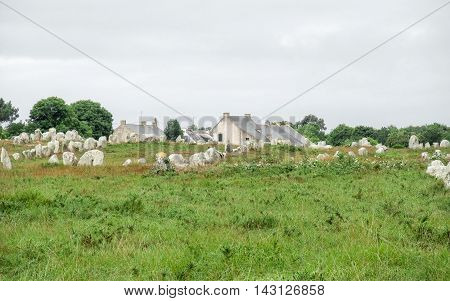 scenery around the Carnac stones a megalithic site in Brittany France