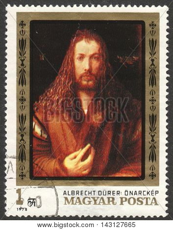 MOSCOW RUSSIA - CIRCA JUNE 2016: a post stamp printed in HUNGARY shows the painting 