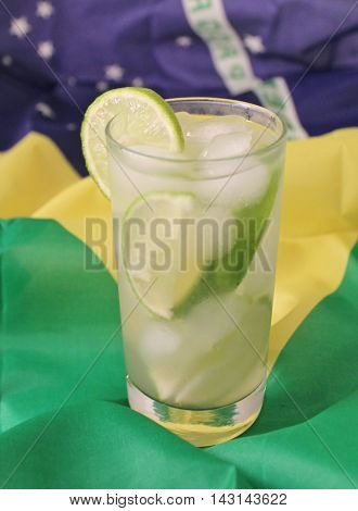 Fresh Lime Caipirinhas On Brazilian Flag