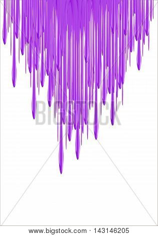 Bright vivid volet paint drips with copy space. Vector illustration. Falling painting drops. Nail polish droplet. 3d illustration. Gradient mesh.