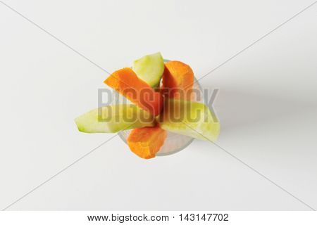 Crudities - fresh cucumber and carrot sticks