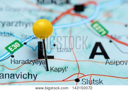 Kapyl pinned on a map of Belarus