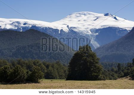 火山雪の上で