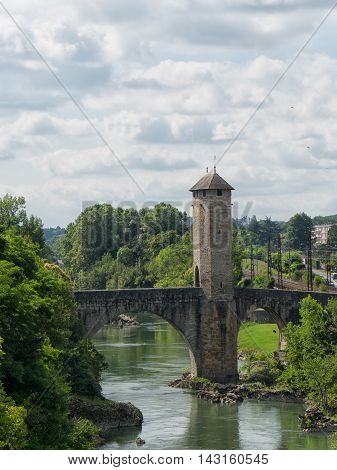 Orthez old bridge in the french pyrenees