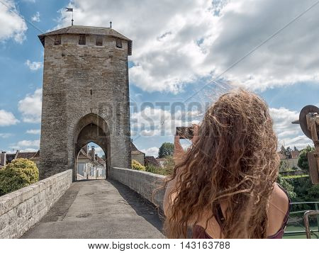 Orthez old bridge in the french pyrenees