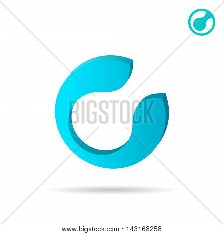 C letter circular sign 2d and 3d icons on white background vector pes 10