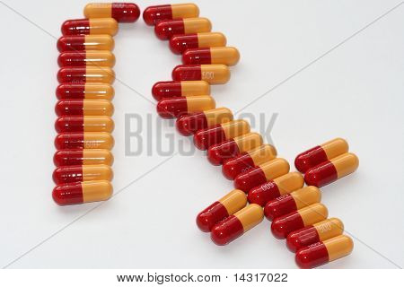 pílulas precription formando o símbolo rx