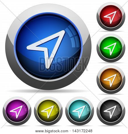Set of round glossy direction arrow buttons. Arranged layer structure.