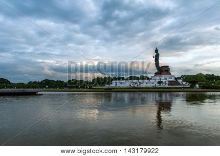 Walking Buddha Statue At Buddhamonthon (phutthamonthon), Buddhist Park In Nakhon Pathom, Thailand, I