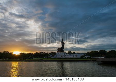 Walking Buddha Statue At Buddhamonthon (phutthamonthon), Buddhist Park In Nakhon Pathom, Thailand, I