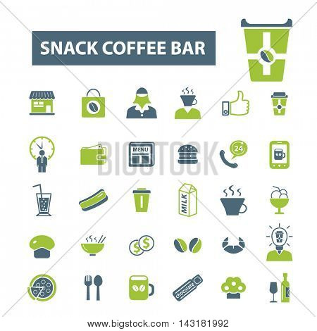 snack coffee bar icons