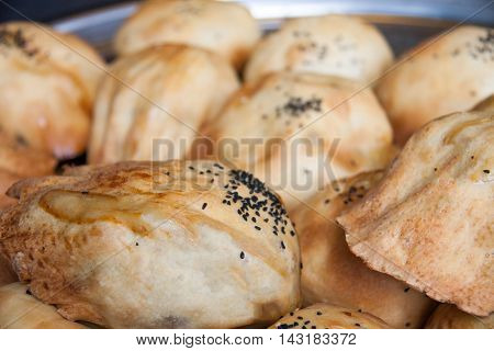 Samsa tandyrnaya as background traditional oriental dish.