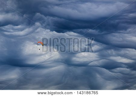Mammatus cloud above the city of Chamonix. Mont Blanc France