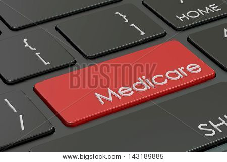 Medicare button red hot key on keyboard 3D rendering