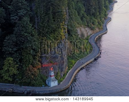 View of Stanley Park Seawall From Above, Vancouver, British Columbia, Canada