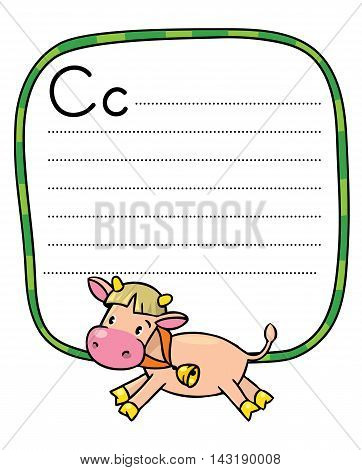 Little Funny Cow Or Calf, For Abc. Alphabet C
