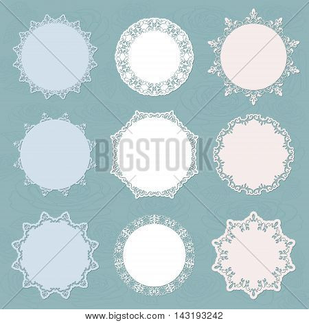 Decorative elements set for wedding baby shower scrapbook design.