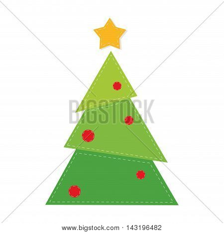 pine tree merry chistmas celebration icon. Flat and Isolated illustration. Vector illustration