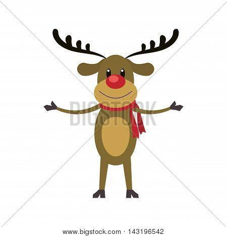 reindeer deer cartoon merry chistmas celebration icon. Flat and Isolated illustration. Vector illustration