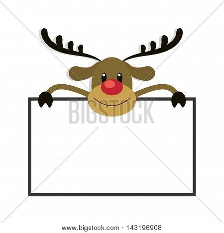 reindeer board deer cartoon merry chistmas celebration icon. Flat and Isolated illustration. Vector illustration