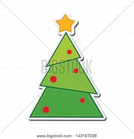 pine tree merry chistmas celebration icon. Flat and Isolated illustration. Vector illustration