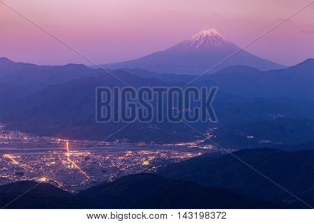 Mt.Fuji and Kofu city in early morning