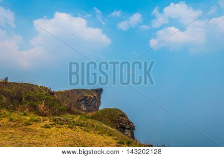 The peak of the mountain and Clouds Phu Chi Fa in Chiang Rai City Thailand