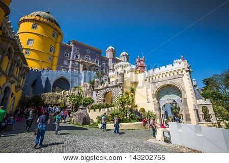 Sintra Portugal - April 13 2015:The Pena Castle in Sintra Portugal