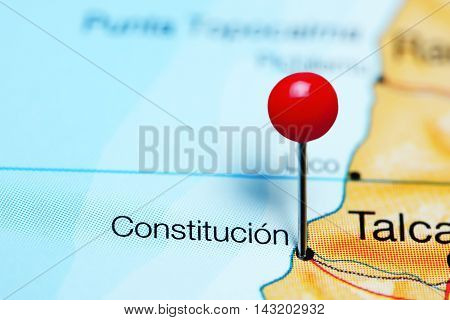 Constitucion pinned on a map of Chile