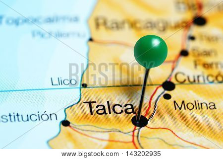 Talca pinned on a map of Chile